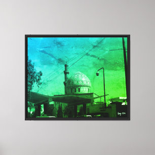Toile Station-service vintage Irak Bagdad près d'une mos