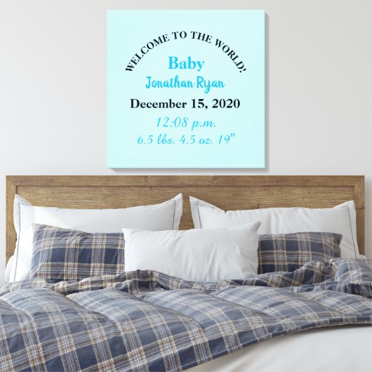 Toile Statistiques de naissance de bébé garçon bleu (Insitu(Chambre))
