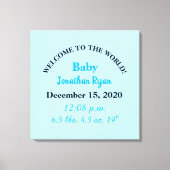 Toile Statistiques de naissance de garçon bébé bleu (Recto)