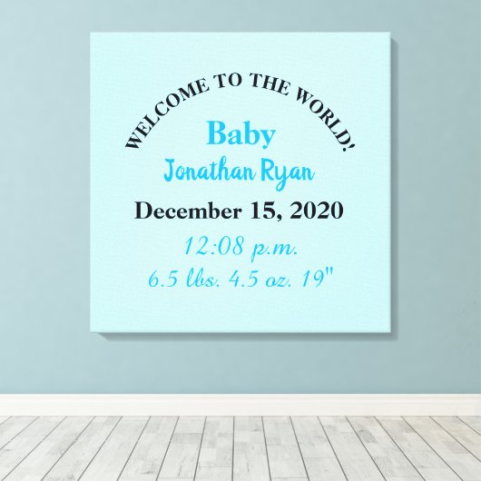 Toile Statistiques de naissance de garçon bébé bleu (Insitu (Plancher de Bois))