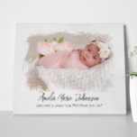 Toile Statistiques sur la naissance du bébé Photo Nouvea<br><div class="desc">Notre personnalisation Baby Birth Stats Photo Nouveau-né Keepsaké Nursery personnalisées mur art impressions vous aidera à célébrer ce moment spécial accueillant votre nouveau paquet de joie en offrant un cadeau d'héritage parfait pour vous à chérir pour les années à venir. Décorez votre pépinière de joie avec cette affiche élégante. Commandez...</div>