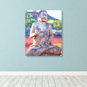Toile Statue de Bouddha assise en bois sculpté (Insitu (Plancher de Bois))