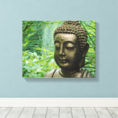 Toile Statue de Bouddha paisible dans une forêt verte ve (Insitu (Plancher de Bois))