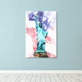 Toile Statue de la Liberté avec drapeau aquarelle (Insitu (Plancher de Bois))