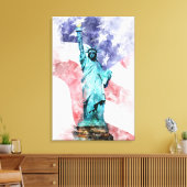 Toile Statue de la Liberté avec drapeau aquarelle (Insitu(Salon))