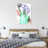 Toile Statue de la Liberté closeup avec drapeau aquarell (Insitu(Chambre))