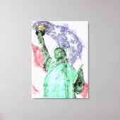 Toile Statue de la Liberté closeup avec drapeau aquarell (Recto)