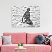 Toile Statue de la petite sirène noire et blanche (Insitu(Salon))
