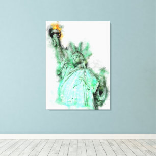 Toile Statue de Liberty Aquarelle Portrait de gros plan