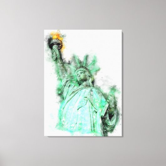 Toile Statue de Liberty Aquarelle Portrait de gros plan (Recto)