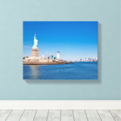 Toile Statue de Liberty, Hudson River et Manhattan (Insitu (Plancher de Bois))