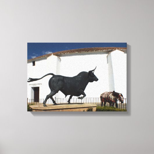 Toile Statue du taureau et cheval espagnol (Recto)