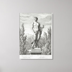 Toile Statue d'un satyre tenant un groupe de raisins,