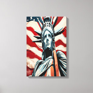 Toile Statue moderne de la Liberté avec Drapeau américai