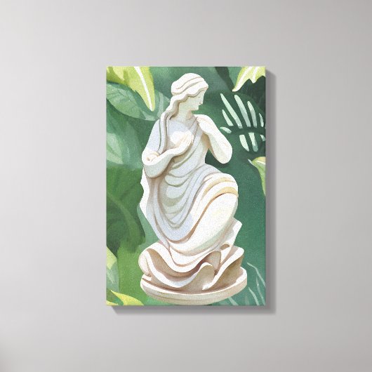 Toile Statue romaine | Aquarelle peinture botanique (Recto)