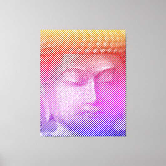 Toile Statue Visage Bouddha Colorée Formée Par Lignes (Recto)