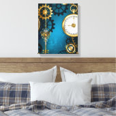 Toile Steampunk Arrière - plan turquoise avec Gears (Insitu(Chambre))