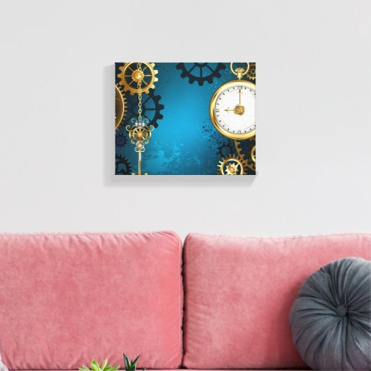 Toile Steampunk Arrière - plan turquoise avec Gears (Insitu(Salon))