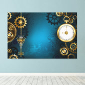 Toile Steampunk Arrière - plan turquoise avec Gears (Insitu (Plancher de Bois))