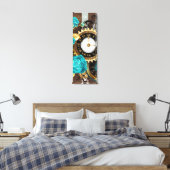 Toile Steampunk Clock and Turquoise Roses on Striped (Insitu(Chambre))