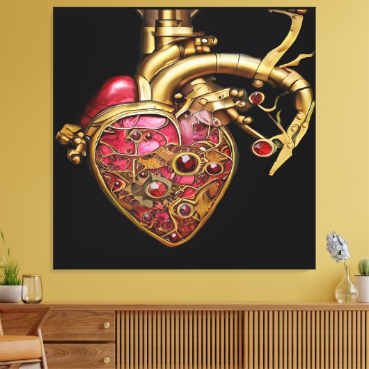 Toile Steampunk Heart Anatomical Rubies and Gears (Insitu(Salon))