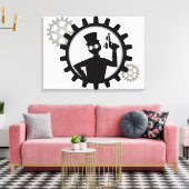Toile Steampunk Man Holding Gun Dans Gear Wrapped Canvas (Insitu(Salon))