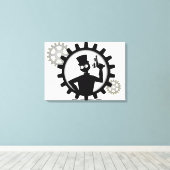 Toile Steampunk Man Holding Gun Dans Gear Wrapped Canvas (Insitu (Plancher de Bois))