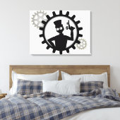 Toile Steampunk Man Holding Gun Dans Gear Wrapped Canvas (Insitu(Chambre))