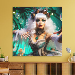 Toile Steampunk Victorian Futuristic Green Dancer
