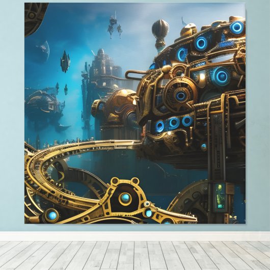 Toile Steampunk ville perdue d'Atlantis (Insitu (Plancher de Bois))