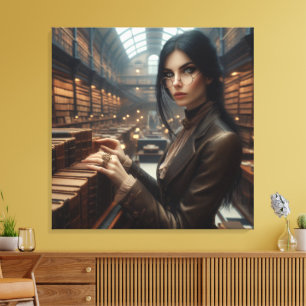 Toile Steampunk Vintage Victorian Lady Librairie