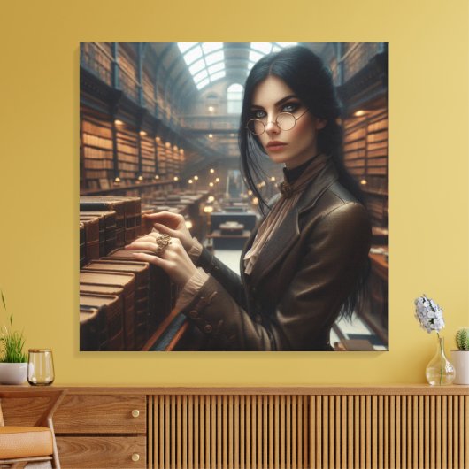 Toile Steampunk Vintage Victorian Lady Librairie (Insitu(Salon))
