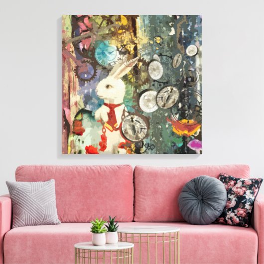 Toile Steampunk Wonderland Lapin Blanc (Insitu(Salon))