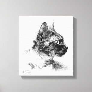 Toile Stella the Grey Cat croquis de charbon de bois