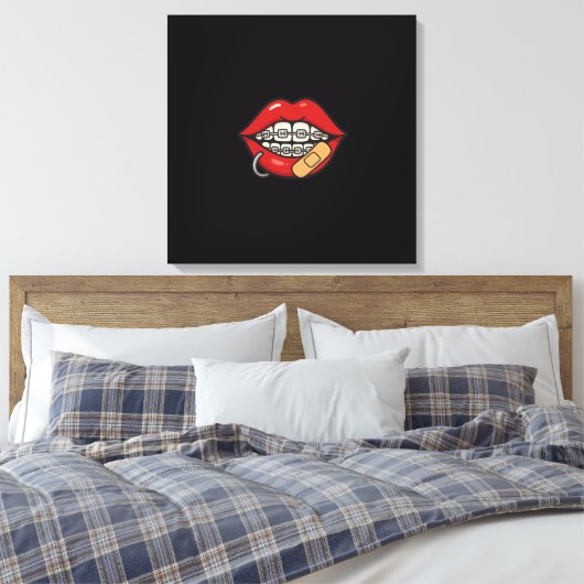 Toile Sticker à lèvres de dessin avec accolades et perça (Insitu(Chambre))