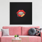 Toile Sticker à lèvres de dessin avec accolades et perça (Insitu(Salon))