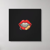 Toile Sticker à lèvres de dessin avec accolades et perça (Recto)
