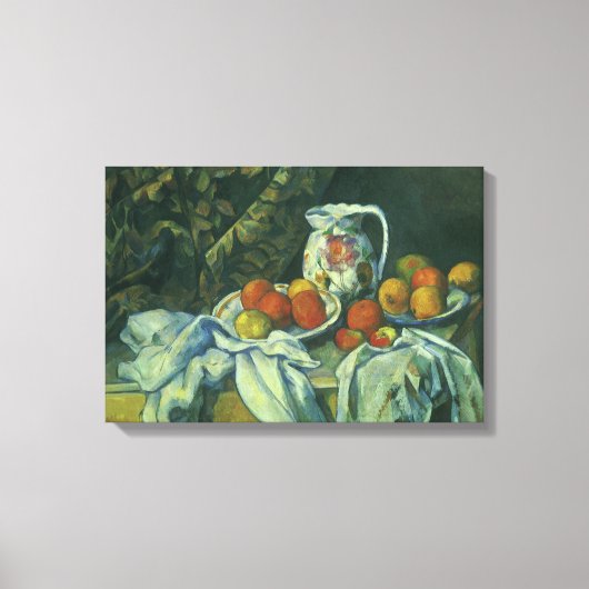 Toile Still Life, Curtain and Pitcher par Paul Cezanne (Recto)