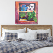 Toile Still Life on a Bookcase Stretched Canvas Print (Insitu(Chambre))