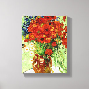 Toile Still Life, Vase with Daisies and Poppies (1890)