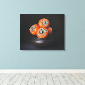 Toile Still Life with Persimmons on Black Background (Insitu (Plancher de Bois))