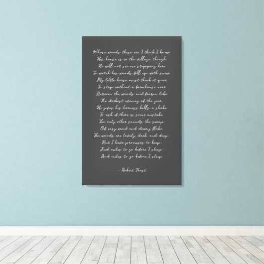 Toile Stopper par Woods en soirée neige, Robert Frost (Insitu (Plancher de Bois))