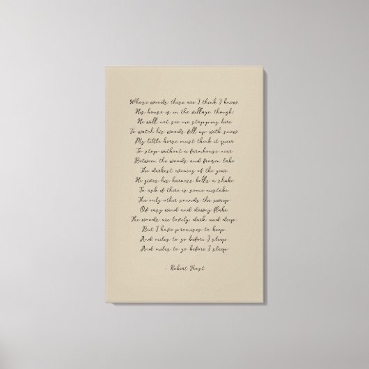 Toile Stopper par Woods en soirée neige, Robert Frost (Recto)