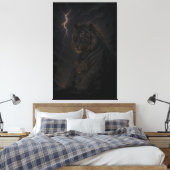 Toile Storm Guardian Tiger & Cub – Dark Fantasy Animal A (Insitu(Chambre))