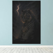 Toile Storm Guardian Tiger & Cub – Dark Fantasy Animal A (Insitu (Plancher de Bois))