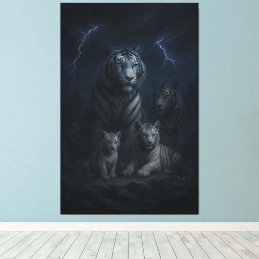 Toile Stormborn White Tiger Family – Thunder Realm Guard (Insitu (Plancher de Bois))