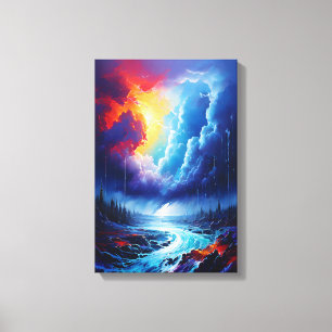 Toile Stormy Sky Abstraite River Paysage Art