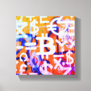 Toile Street Art Bitcoin (Peinture Orange No. 2)