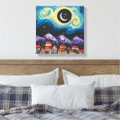 Toile Stress Night Crescent Moon Over Village Art Imprim (Insitu(Chambre))