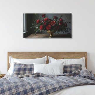 Toile Stretched Canvas Print Dark Florals